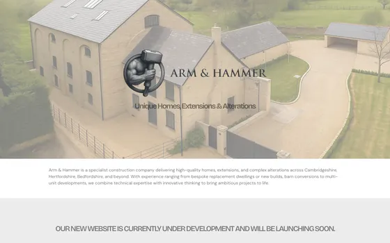 The Arm & Hammer website home page, Construction, St Neots.