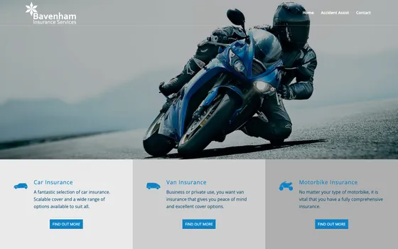 The Bavenham website home page, Business & insurance services.