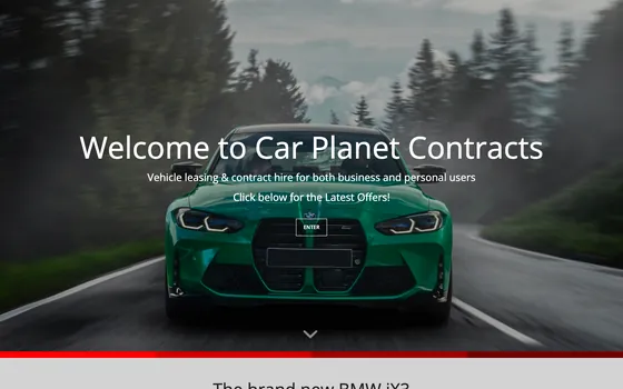 The Car Planet Contracts website home page, Vehicle leasing, Skipton.