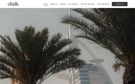 The chalk Real Estate website home page, Boutique luxury property agency, Dubai.