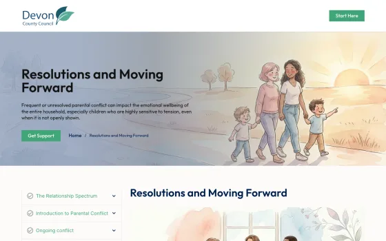 The Devon County Council family hubs guide, built by CREATE