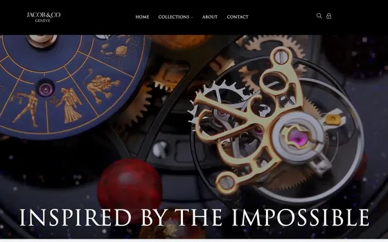 The Jacob & Co website home page, Luxury retail.