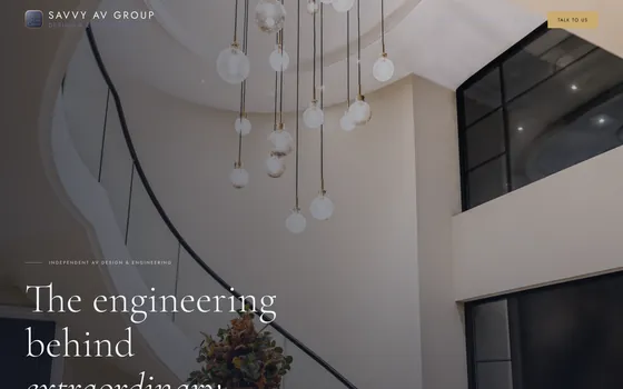 The Savvy AV Group website home page, AV design & engineering.