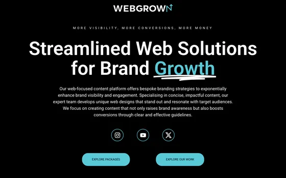 The WEBGROWN website home page, Web design & optimisation, Dubai.