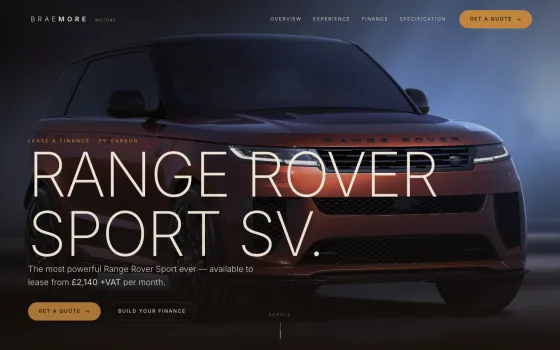 The Braemore Motors Range Rover Sport SV site, built by CREATE