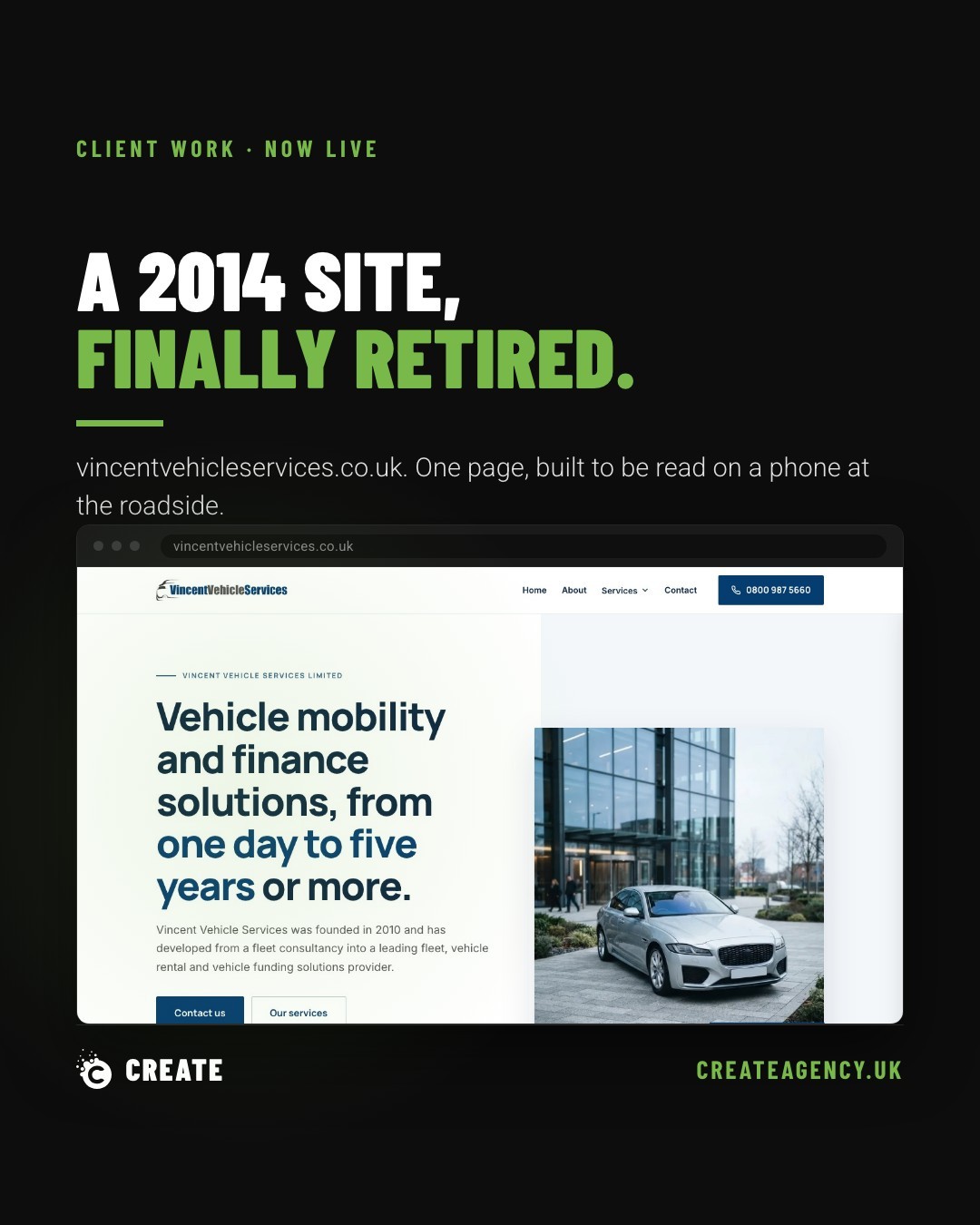 Why Vincent Vehicle Services Needed a One-Page Website